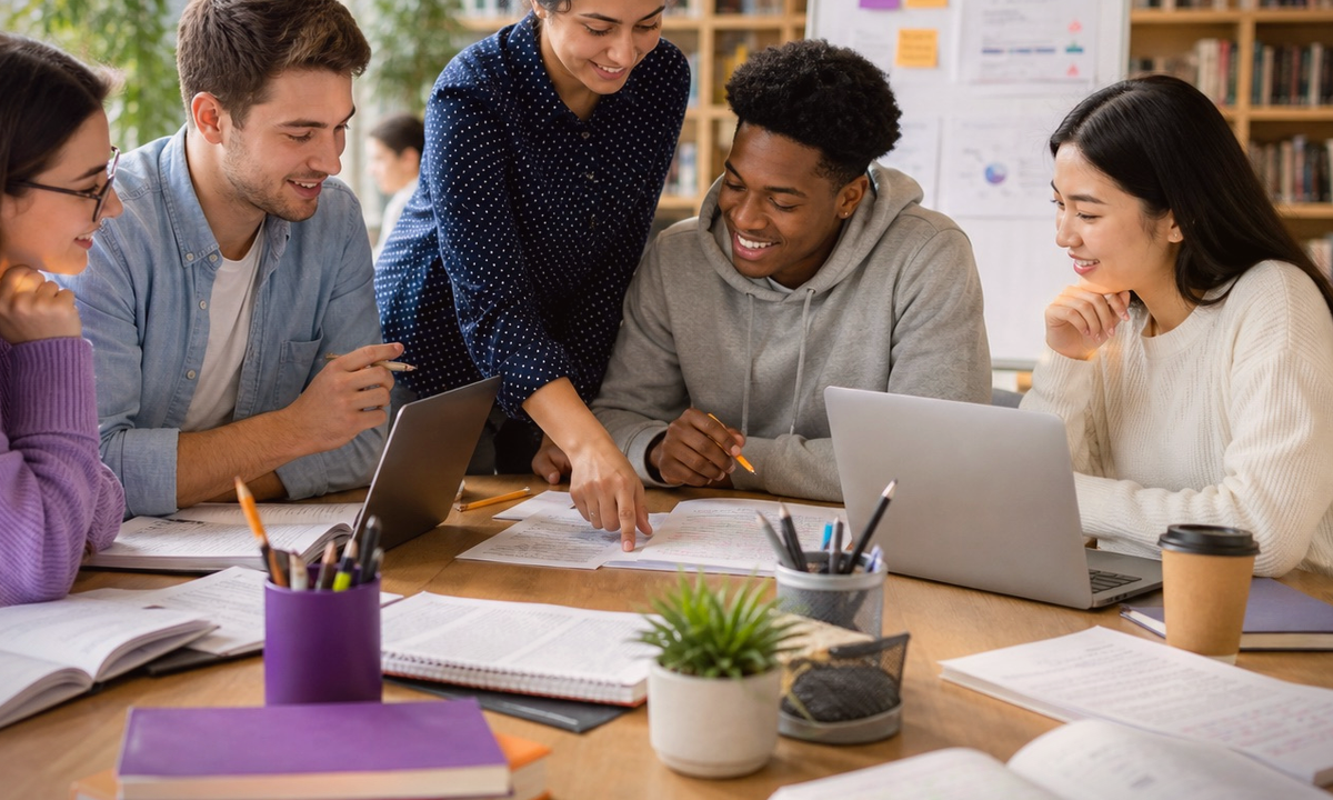 Modern study desk illustration for 7 summer activities to boost your college application