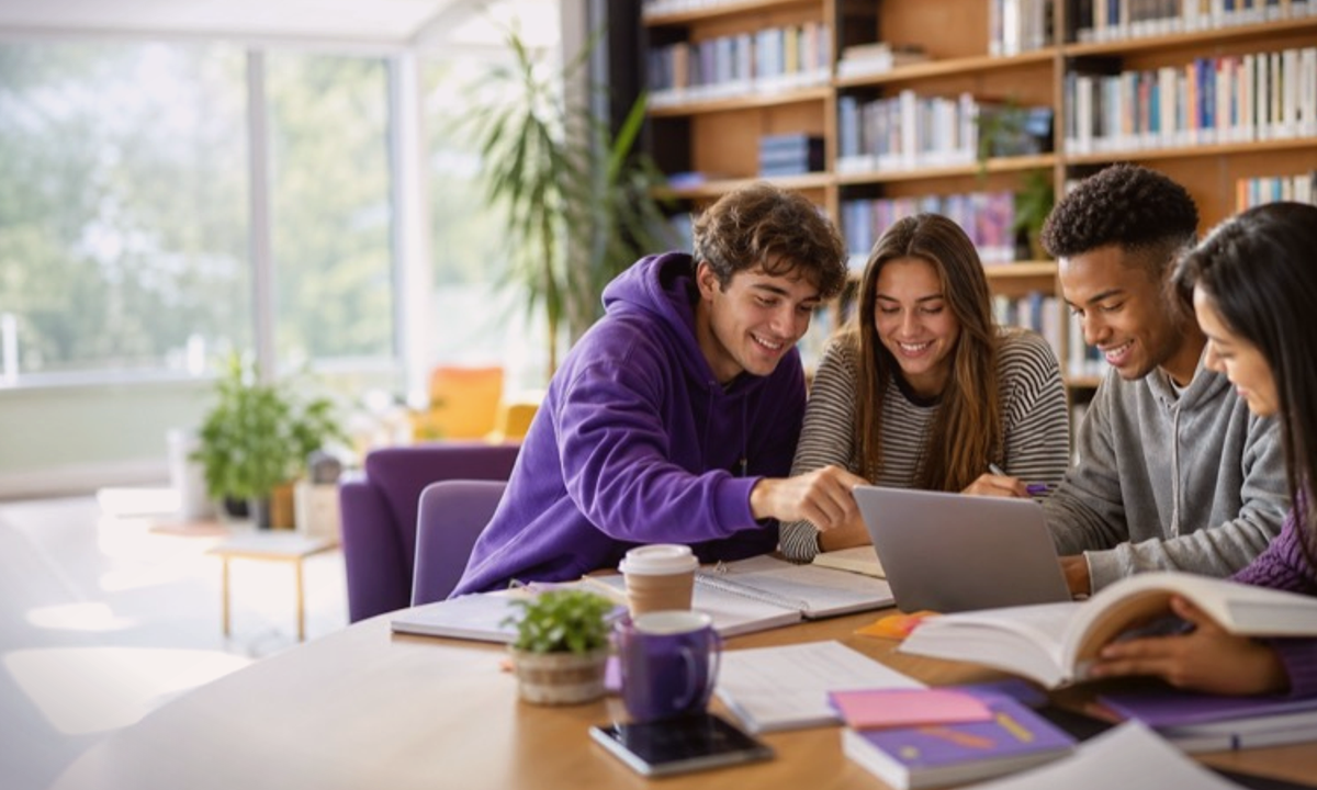 Modern study desk illustration for 7 ways to make your first year at college count