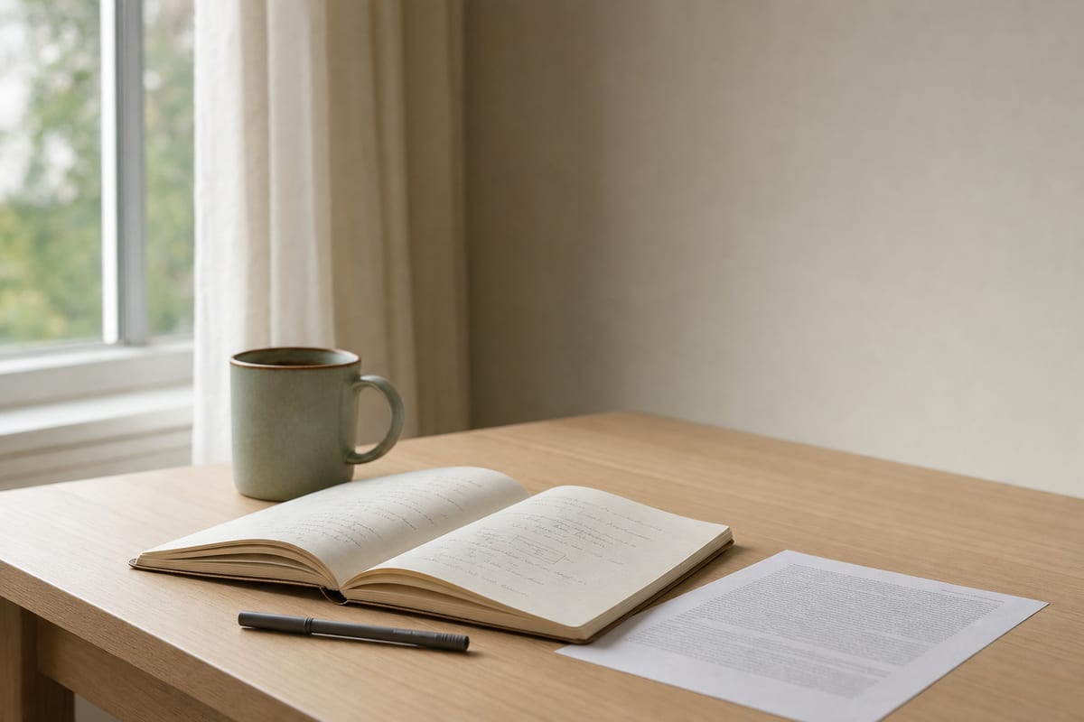 Article — open notebook with handwritten notes