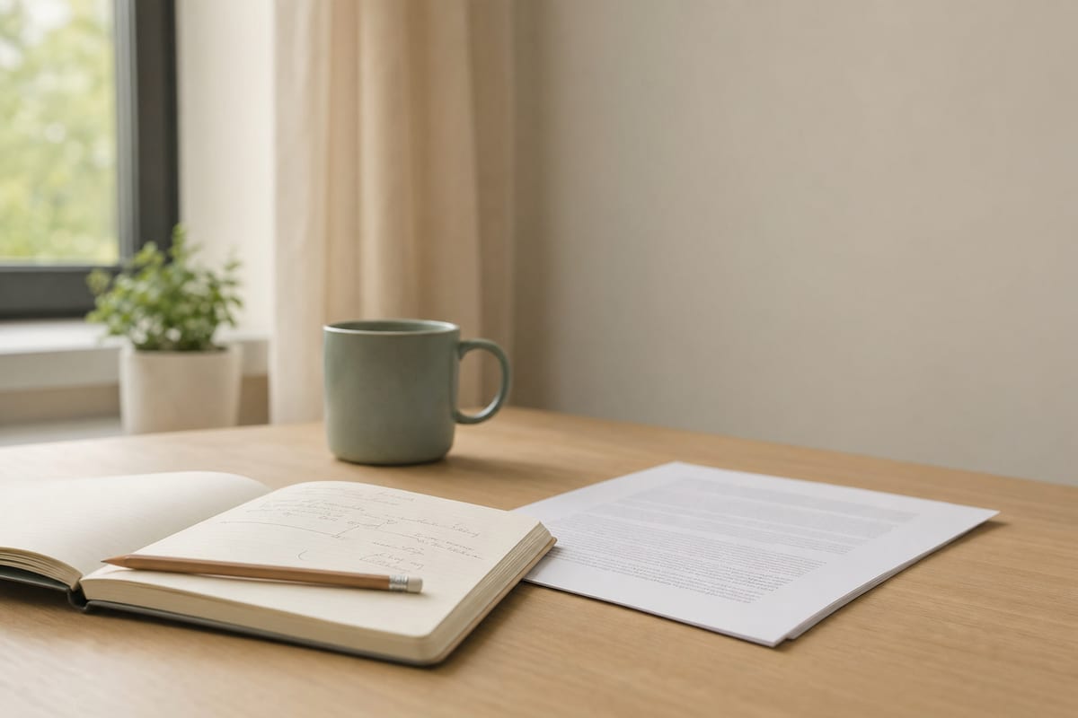 Cause And Effect Essay — open notebook with a short outline in pencil