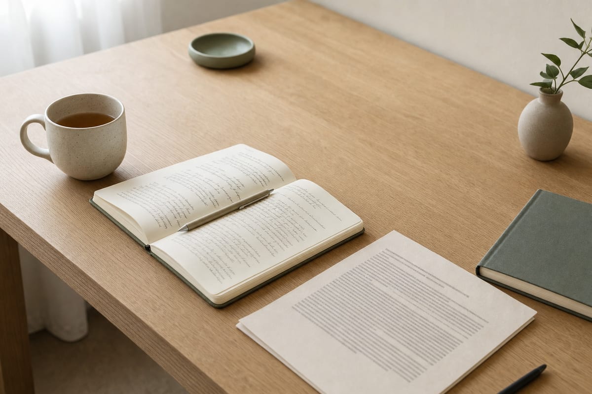 Ensayo — open notebook with handwritten notes
