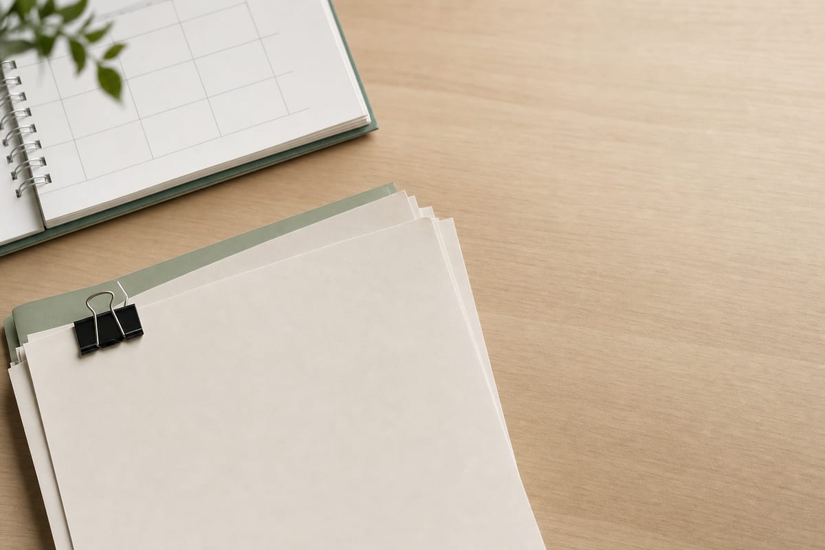 Online Assignment — stack of printed assignment sheets held with a binder clip