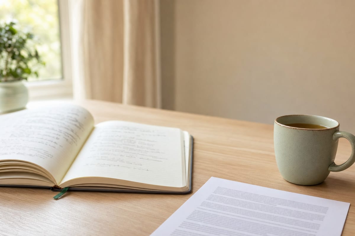Topic Sentences — open notebook with handwritten notes